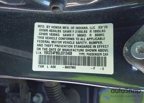 2020 Honda Insight Touring from USA, damaged, VIN 19XZE4F95LE013408